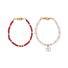 2Pcs 2 Styles Glass Beads Stretch Bracelet Set for Women BJEW-JB11568-2