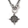 304 Stainless Steel Dragon Head King Box Chain Viking Compass Pendant Necklaces for Men NJEW-K278-09AS-1