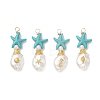 Dyed Synthetic Turquoise & ABS Plastic Imitation Pearl Pendants PALLOY-JF04856-1