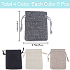 Beebeecraft 24Pcs 4 Colors Burlap Packing Pouches Drawstring Bags ABAG-BBC0001-08-2