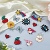 14Pcs 7 Styles Embroidery Cloth Brooches JEWB-FH00047-4