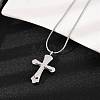 304 Stainless Steel Cross Pendant Pet Urn Ashes Necklaces NJEW-S455-02P-3