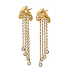 304 Stainless Steel Micro Pave Cubic Zirconia Dangle Stud Earrings for Women SA-CBAABBA-01G-4