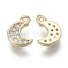 Brass Micro Pave Clear Cubic Zirconia Charms KK-S348-542-NF-2