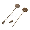 Brass Flat Stick Lapel Pins Round Base Settings Brooch Findings KK-H283-01AB-01-2