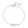 Brass Micro Pave Clear Cubic Zirconia Moon Star Link Bracelets KK-CBA6980-25P-4