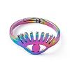 Ion Plating(IP) 201 Stainless Steel Evil Eye Adjustable Ring for Women RJEW-K238-13M-1