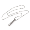 304 Stainless Steel Ball Chain Rectangle Pendant Necklaces NJEW-K273-05P-3