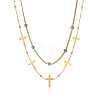 304 Stainless Steel Cross Link Chain Double Layer Necklaces for Women WGC9DBF-01-5