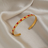 304 Stainless Steel Enamel Red Heart Open Cuff Bangles for Women JS6918-7