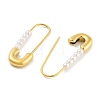 Ion Plating(IP) 304 Stainless Steel & Plastic Imitation Pearl Safety Pin Hoop Earrings for Women EJEW-C096-05G-2