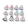 Clear Cubic Zirconia Heart Stud Earrings with Enamel EJEW-C027-04P-1