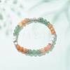 Natural Red Aventurine & Gemstone Round Beaded Bracelet for Women BJEW-JB08336-04-2