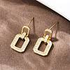 Brass Clear Cubic Zirconia Rectangle Dangle Stud Earrings EJEW-A156-01G-3