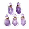 Faceted Natural Amethyst Pendants G-T131-15G-1