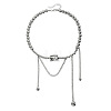 Alloy & CCB Plastic Textured Rectangle Pendant Necklaces with Chain Tassel for Women WG46BC5-01-1