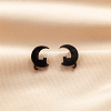 Stainless Steel Moon & Cat Shape Stud Earrings PW-WG97D36-04-1