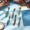 6Pcs 6 Colors Alloy Cord Ends with Feather Charms FIND-GF0009-05-4