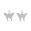 Brass Micro Pave Clear Cubic Zirconia Stud Earrings EJEW-A128-01P-2