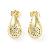 Teardrop Rack Plating Brass Cubic Zirconia Stud Earrings for Women EJEW-B047-02G-13-1