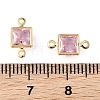 SHEGRACE Brass Pave Cubic Zirconia Square Connector Charms XGRQ2O093-440E-G-3