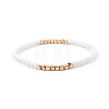 Gold-tone Miyuki Elastic Crystal Beaded Bracelet with Acrylic Tube Beads ST9349097-1