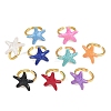Brass Enamel Adjustable Cuff Rings for Women RJEW-G357-01J-4