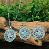 Flower Alloy Enamel Pendant Necklaces & Dangle Earrings Sets WG8932C-03-1