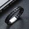 Leather Woven Flat Cord Bracelets PW-WG42872-01-1