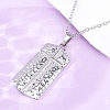 Texture Rectangle with Cross 304 Stainless Steel Pendant Necklaces NJEW-H059-12P-2