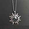 Natural Snowflake Obsidian Sun Pendant Alloy Chain Vintage Necklaces WB3716-10-1