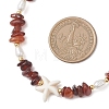 Natural Garnet Chip and Teardrop ABS Imitation Pearl & White Starfish Synthetic Turquoise Beaded Necklaces for Women NJEW-JN05765-3