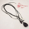 Resin Geometric Teardrop Pendant Adjustable PU Leather Cord Multi Layered Necklaces for Women WG071BF-01-4