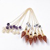 Resin Hexagonal Pointed Dowsing Pendulums(Brass Finding and Gemstone Inside) G-L521-A04-1