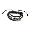 Braided PU Leather & Waxed Cords Triple Layer Multi-strand Bracelets BJEW-P329-08A-P-1