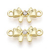 Alloy Crystal Rhinestone Bowknot Links Connector Charms PALLOY-T091-36G-1