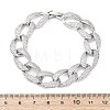 Brass Micro Pave Clear Cubic Zirconia Curb Chain Bracelets for Women BJEW-A034-04B-P-5