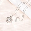 304 Stainless Steel Flower Pendant Cable Chain Necklaces for Men Women NJEW-K308-05A-P-3