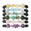 5Pcs Natural Gemstone Round Beads Stretch Bracelet Sets for Women BJEW-JB10981-1