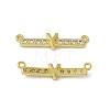 Rack Plating Brass Micro Pave Clear Cubic Zirconia Connector Charms KK-C007-37G-Y-2