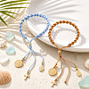 2Pcs 2 Colors Adjustable Polyester Braided Bracelets with 304 Stainless Steel and Brass Cross and Saint Benedict Medal Tassel Charms IW4580-2
