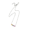 Natural Multicolor Tourmaline Faceted Cube Beads Pendant 304 Stainless Steel Satellite Chain Necklacs for Women NJEW-JN06541-02-4