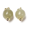 Natural Hetian Jade Apple Charms with Brass Jump Rings KK-H445-17G-2
