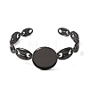 304 Stainless Steel Coffee Bean Chain Cuff Bracelet Blanks with Flat Round Bezel Settings SA-CBA4160-02C-EB-2