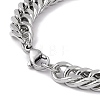 201 Stainless Steel Curb Chain Bracelet with 304 Stainless Steel Clasps for Men Women BJEW-M235-02B-P-3