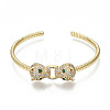 Brass Micro Pave Clear Cubic Zirconia Cuff Bangles BJEW-S142-027-NF-2