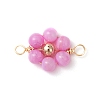 Dyed Natural Shell & Brass Round Beaded Flower Connector Charms PALLOY-JF03464-3