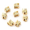 Brass Micro Pave Clear Cubic Zirconia European Beads KK-P344-03G-1