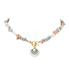 Natural Carved Shell & Alloy Enamel Shell Shape Pendant Necklaces NJEW-JN06513-2