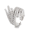 Rack Plating Brass Micro Pave Cubic Zirconia Cuff Rings RJEW-D025-20P-1